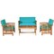 Outdoor Patio Furniture Set 4 Piece Acacia Wood Loveseat Sofa Chairs with Table